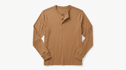 Camel Full Sleeve Waffle Knit Henley