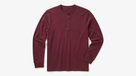 Maroon Full Sleeve Waffle Knit Henley
