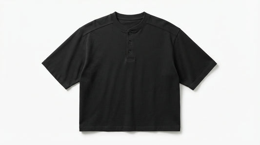 Black Half Sleeve Henley