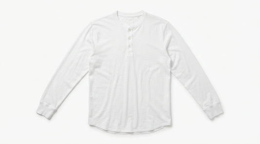 White Full Sleeve Waffle Knit Henley