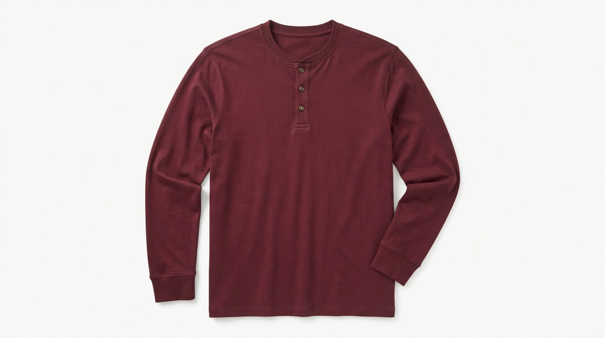 Maroon Full Sleeve Waffle Knit Henley