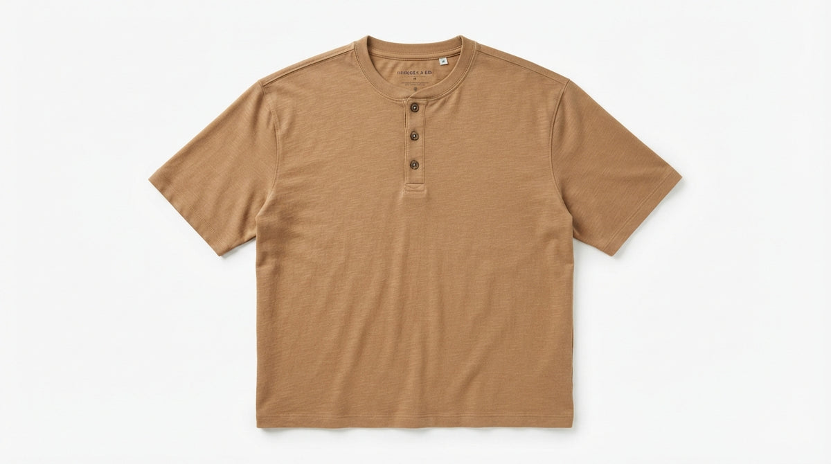 Camel Half Sleeve Henley