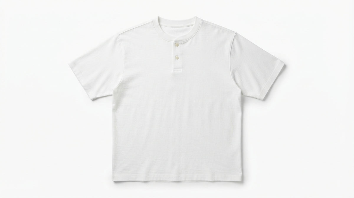White Half Sleeve Henley