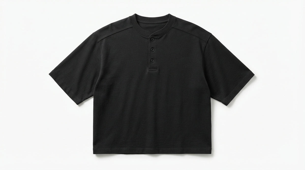 Black Half Sleeve Henley