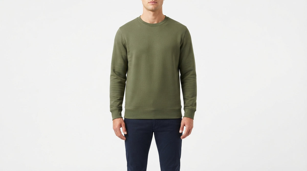 Olive Green Waffle Knit Sweatshirt