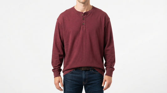 Maroon Full Sleeve Waffle Knit Henley