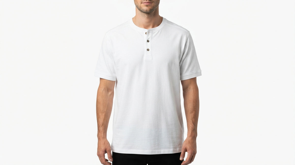White Half Sleeve Henley