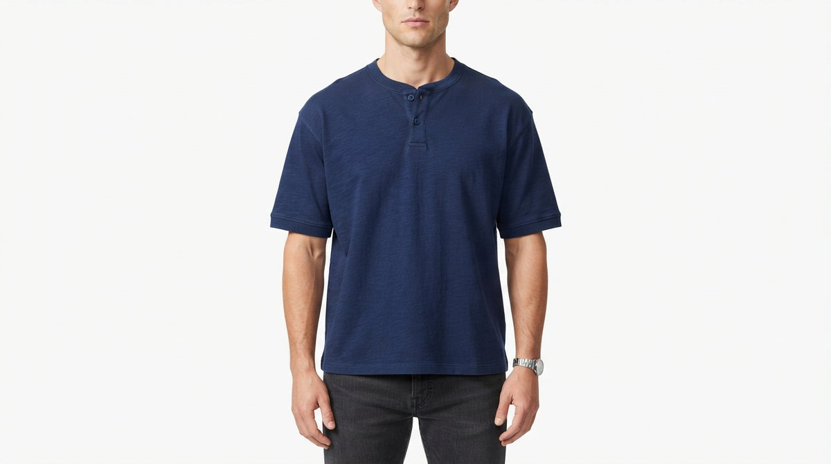 Navy Blue Half Sleeve Henley