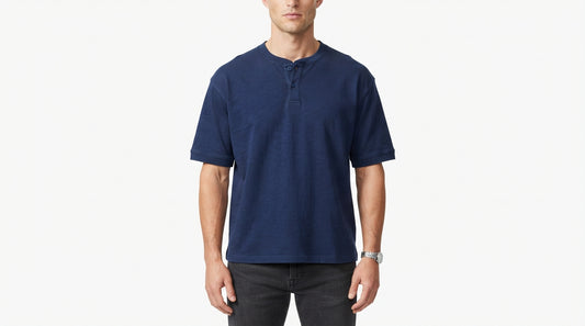 Navy Blue Half Sleeve Henley