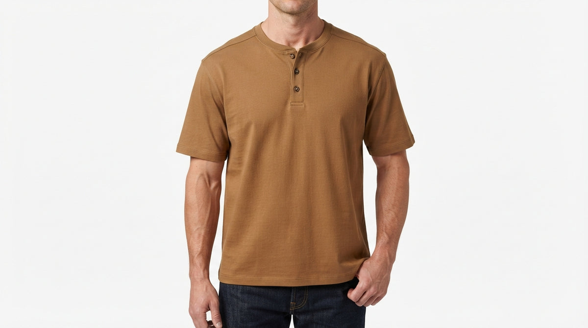 Camel Half Sleeve Henley