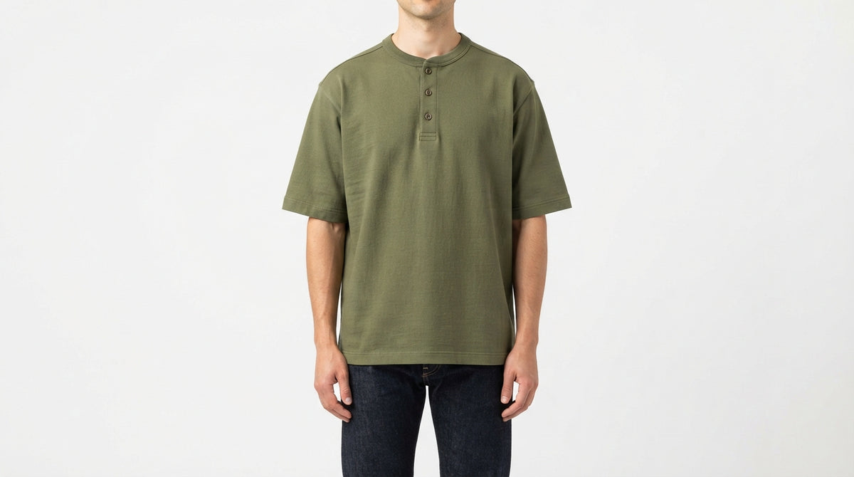 Olive Green Half Sleeve Henley