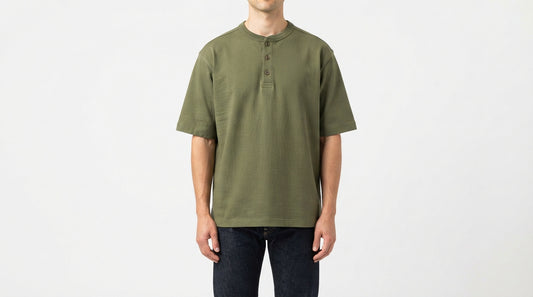 Olive Green Half Sleeve Henley